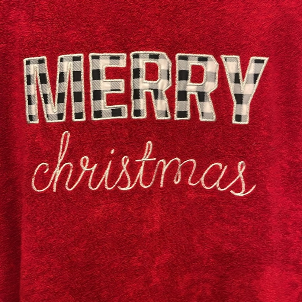 Merry Christmas Women Tunic Top 2X Red Embroidered Holiday Festive Warm Cozy